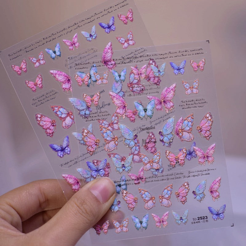 Wholesale 3D Stereo Embossed Rose Butterfly Sticker Nail Material Kit